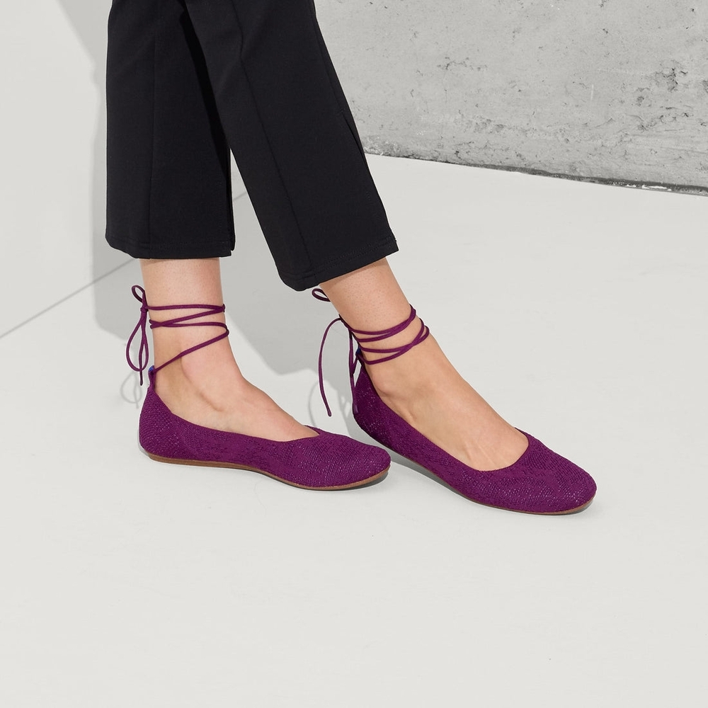 Rothy's Purple Flats with Ankle Wrap Design